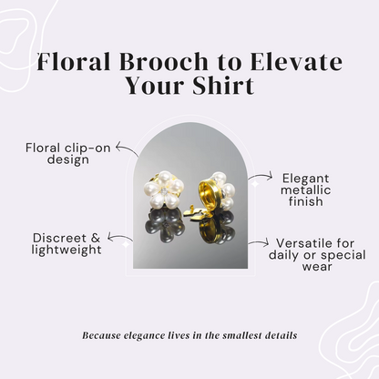 Elegant Pearl Blossom Brooch Clip for Open Blouses & Deep Necklines