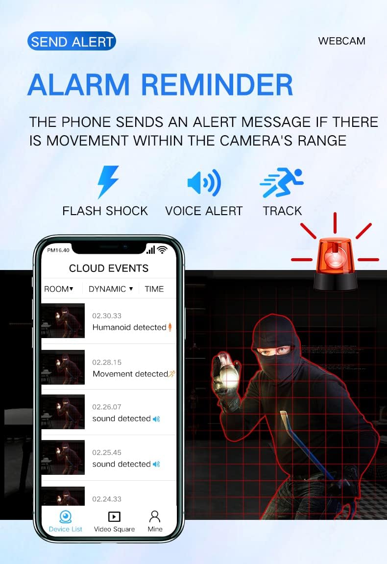 Smart Home Indoor Camera with Night Vision & Motion Alerts