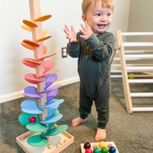 Wooden Marble Tower for Kids – Rain Sound Play Activity