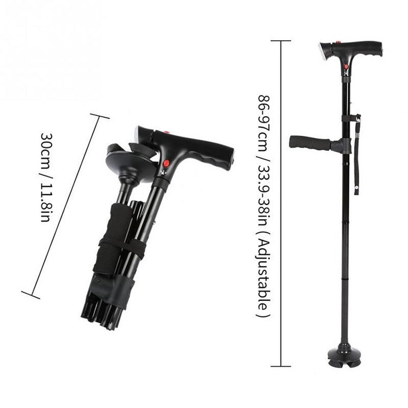 Compact Telescopic Walking Cane with Safety Alert