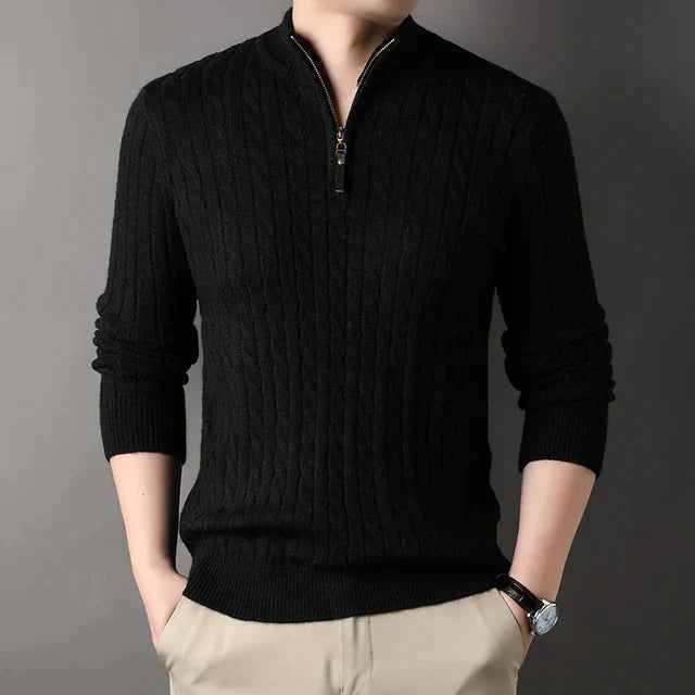 Chic Knit Sweater with High Collar for Effortless Style