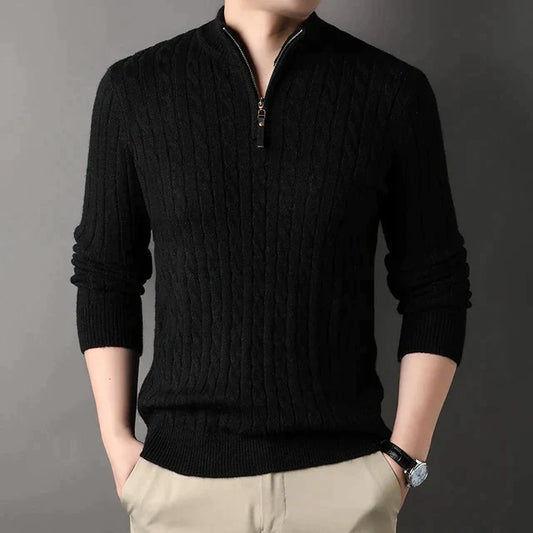 Chic Knit Sweater with High Collar for Effortless Style
