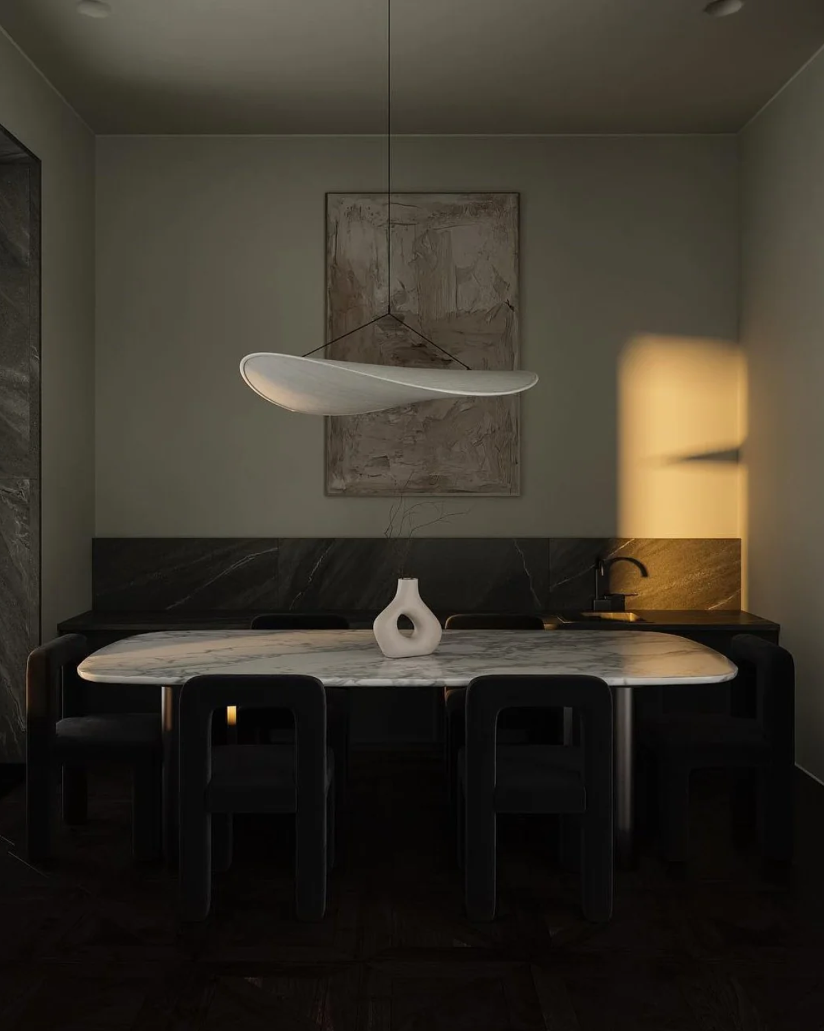 Floating Pendant Light with Japandi Design Aesthetic