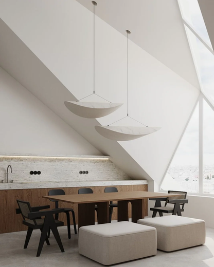 Floating Pendant Light with Japandi Design Aesthetic