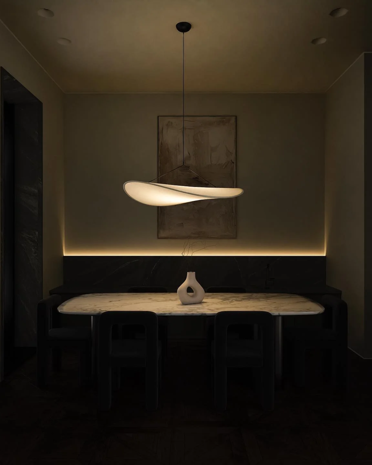 Floating Pendant Light with Japandi Design Aesthetic