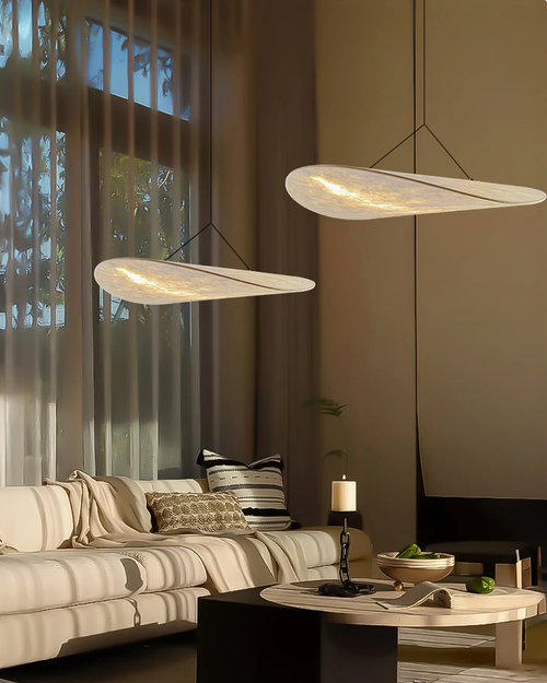 Floating Pendant Light with Japandi Design Aesthetic