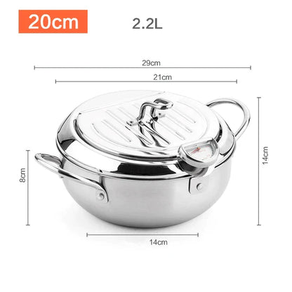 Stainless Steel Deep Fryer with Built-in Thermometer – Even Heating & Easy Cleaning