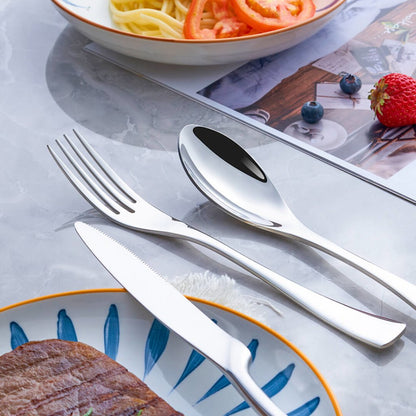 Modern Silver Cutlery Set - 18/10 Stainless Steel Utensils
