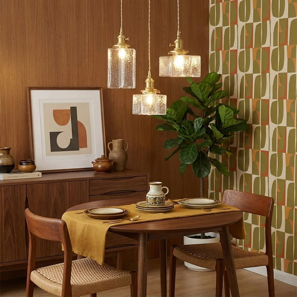 Brass and Glass Pendant Lamp