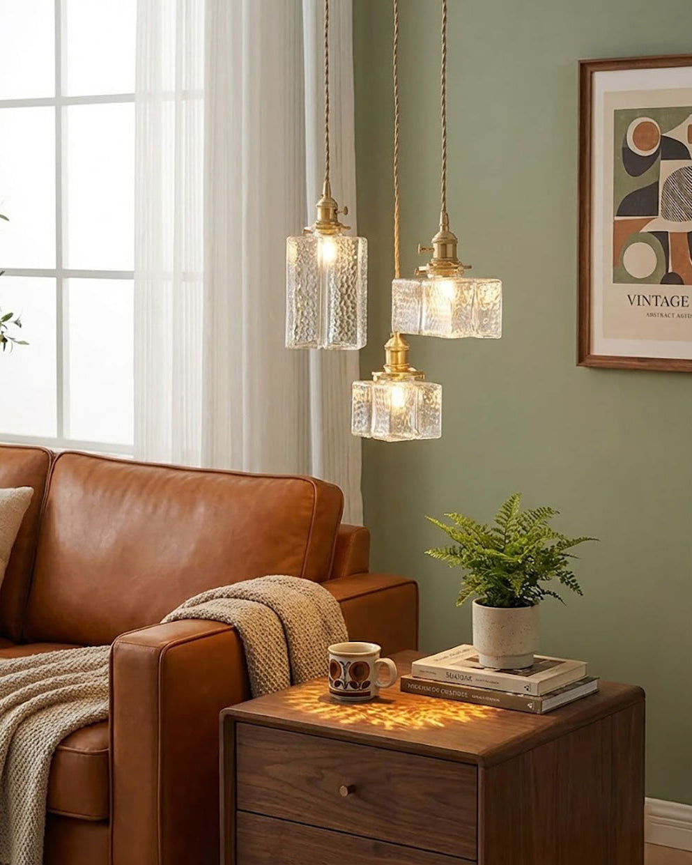 Brass and Glass Pendant Lamp