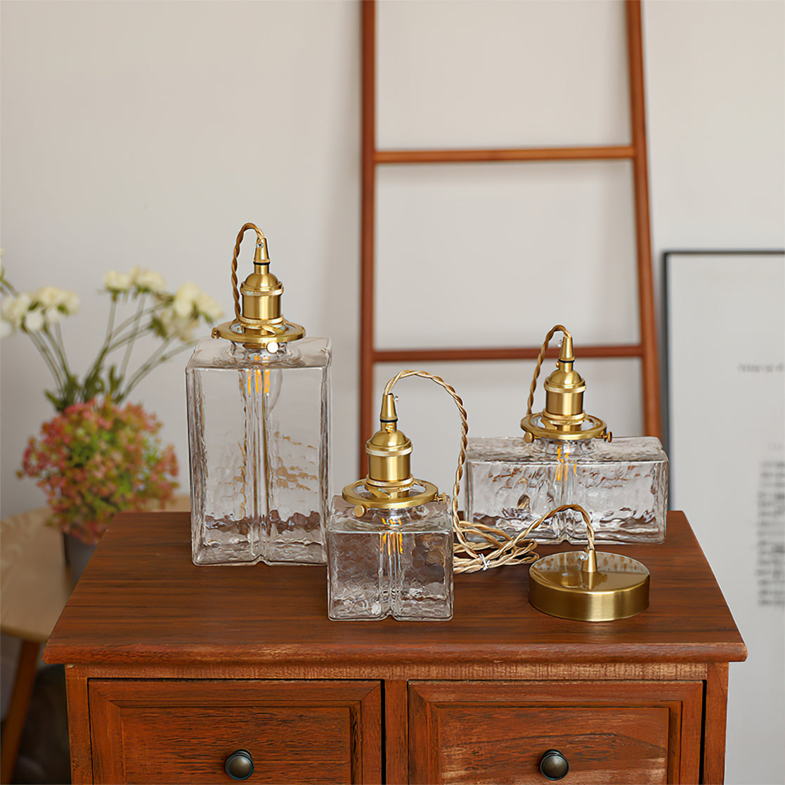 Brass and Glass Pendant Lamp