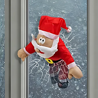 Christmas Window Decoration with Santa and Reindeer Festive Decor