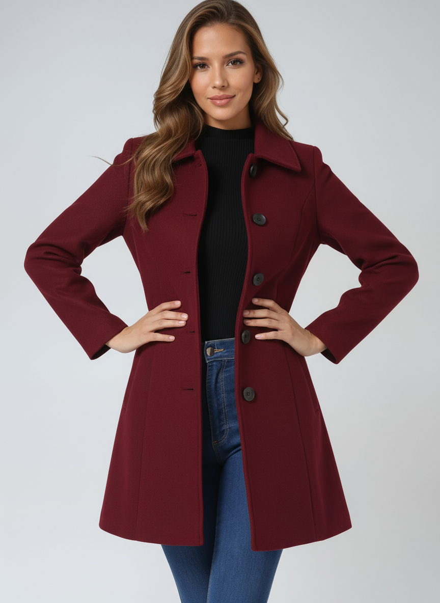 Elegant Winter Trench Coat | Stylish and Warm Single-Breasted Design