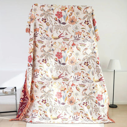 Nature's Embrace Dual-Sided Cotton Throw Blanket