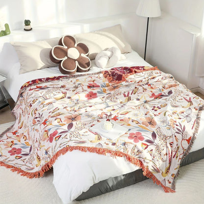 Nature's Embrace Dual-Sided Cotton Throw Blanket