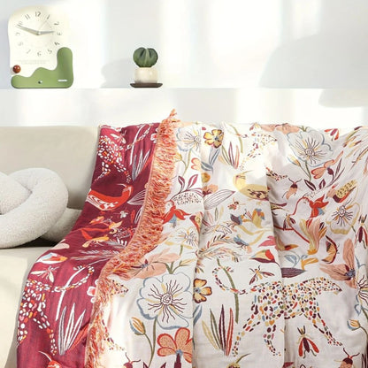 Nature's Embrace Dual-Sided Cotton Throw Blanket