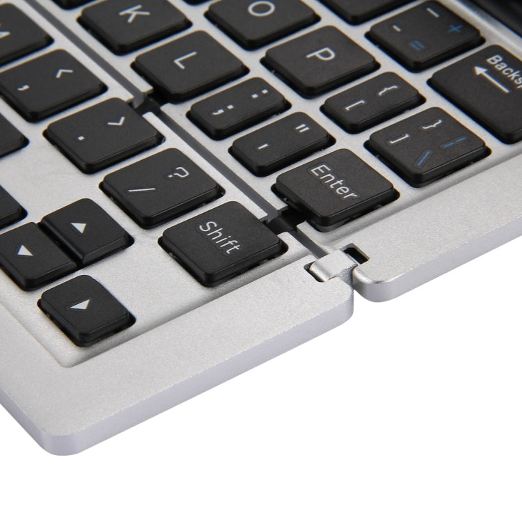Ultra-slim 58-Key Bluetooth Wireless Keyboard with Holder – Rechargeable, Foldable (Silver)