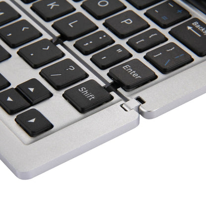 Ultra-slim 58-Key Bluetooth Wireless Keyboard with Holder – Rechargeable, Foldable (Silver)
