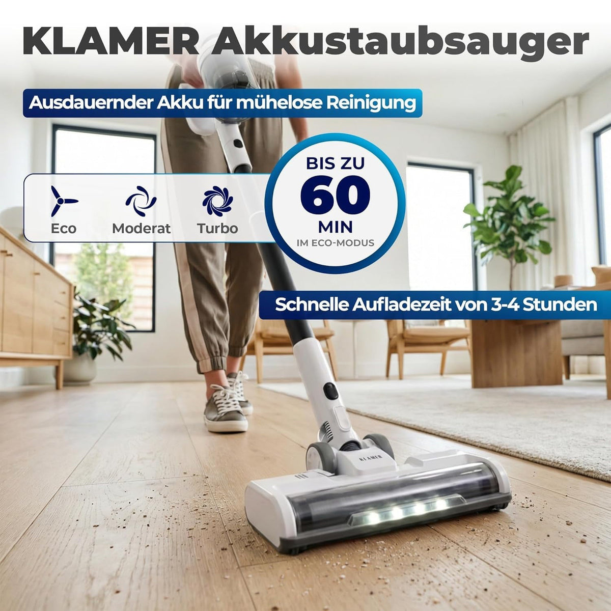 Cordless 2-in-1 Vacuum Cleaner | 460 Watt Power with 60 Min Runtime