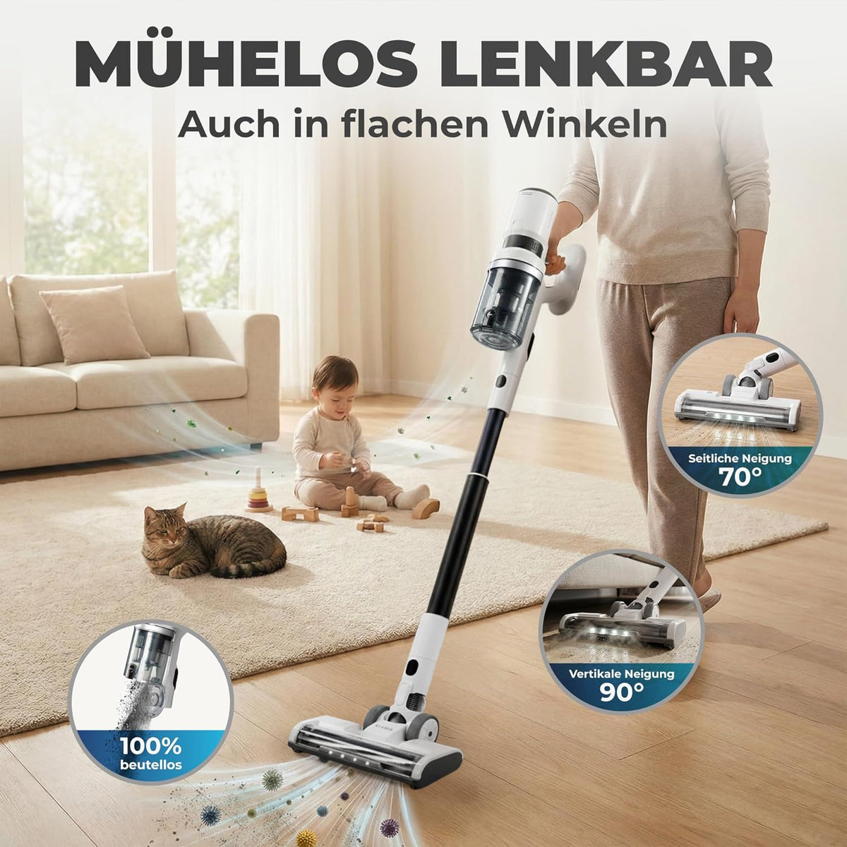 Cordless 2-in-1 Vacuum Cleaner | 460 Watt Power with 60 Min Runtime
