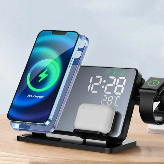 3-in-1 Fast Charging Dock with Clock for Apple iPhone, Watch & AirPods