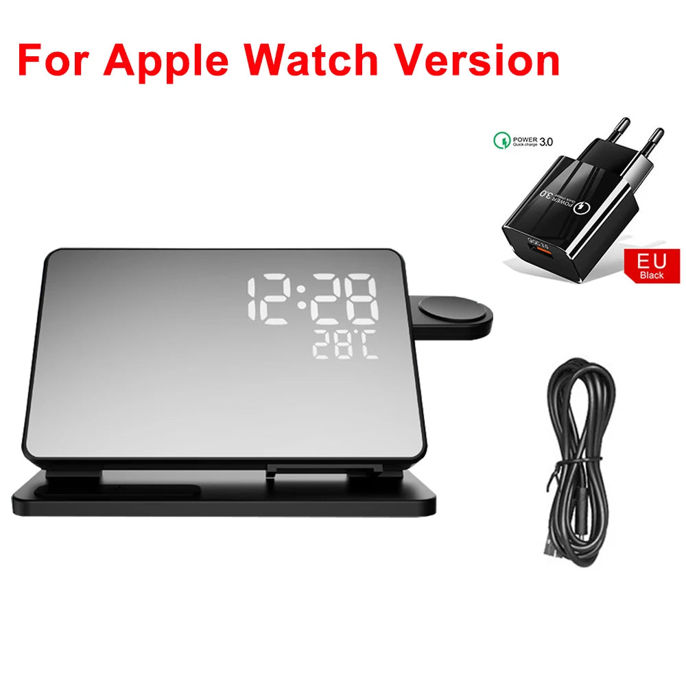 3-in-1 Fast Charging Dock with Clock for Apple iPhone, Watch & AirPods