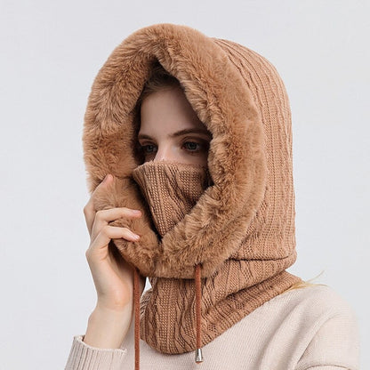 Luxurious Cashmere Knit Hat and Mask Set for Winter