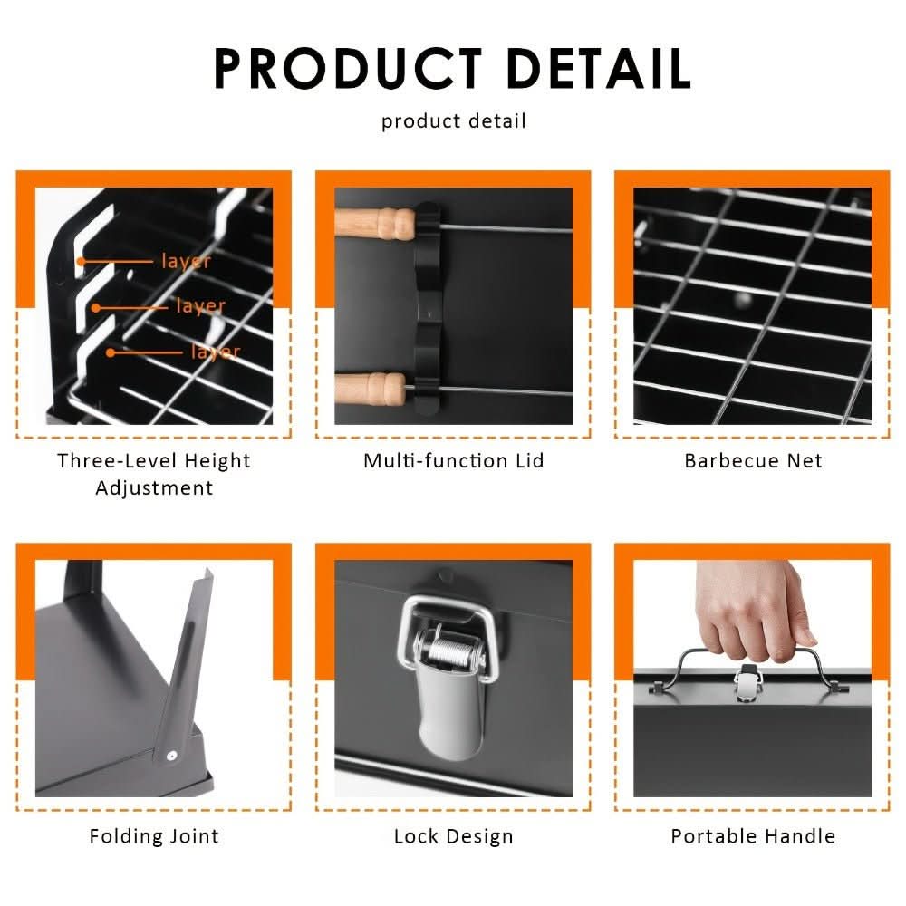 Portable Steel BBQ Grill | Compact Folding Design for Outdoor Use