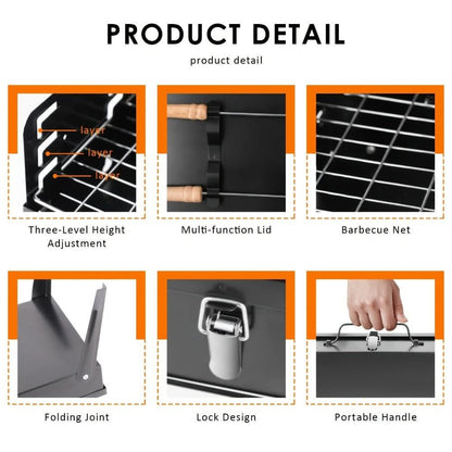 Portable Steel BBQ Grill | Compact Folding Design for Outdoor Use