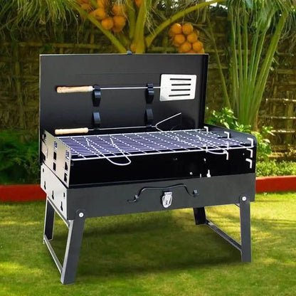 Portable Steel BBQ Grill | Compact Folding Design for Outdoor Use