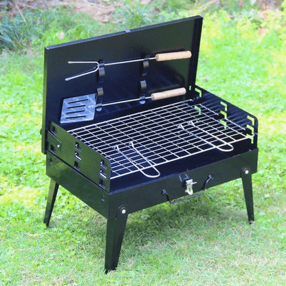Portable Steel BBQ Grill | Compact Folding Design for Outdoor Use
