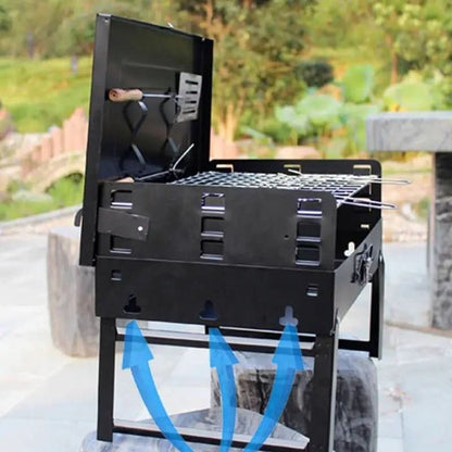 Portable Steel BBQ Grill | Compact Folding Design for Outdoor Use