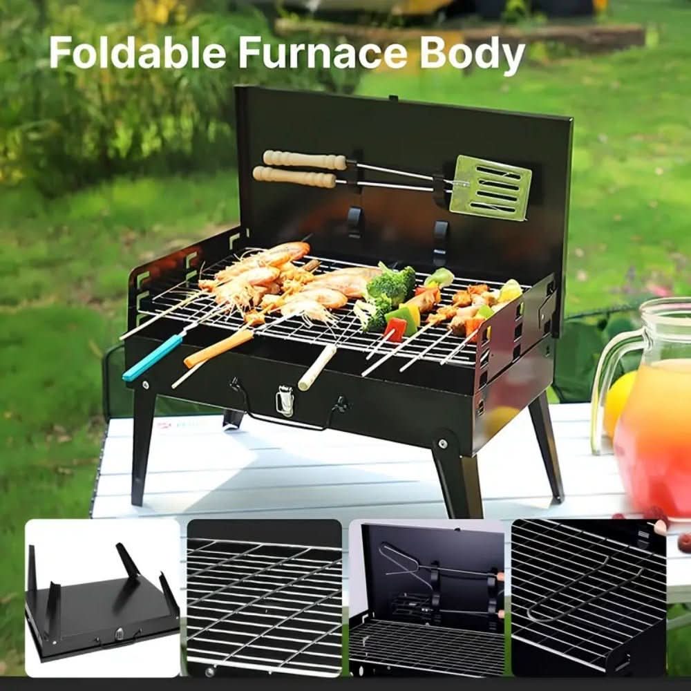 Portable Steel BBQ Grill | Compact Folding Design for Outdoor Use
