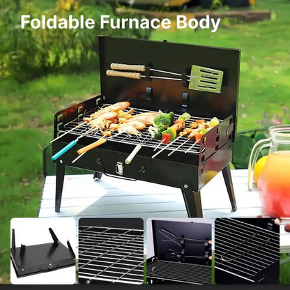 Portable Steel BBQ Grill | Compact Folding Design for Outdoor Use