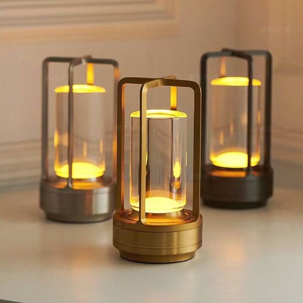 Rechargeable LED Table Lamp with Touch Control in Vintage Design