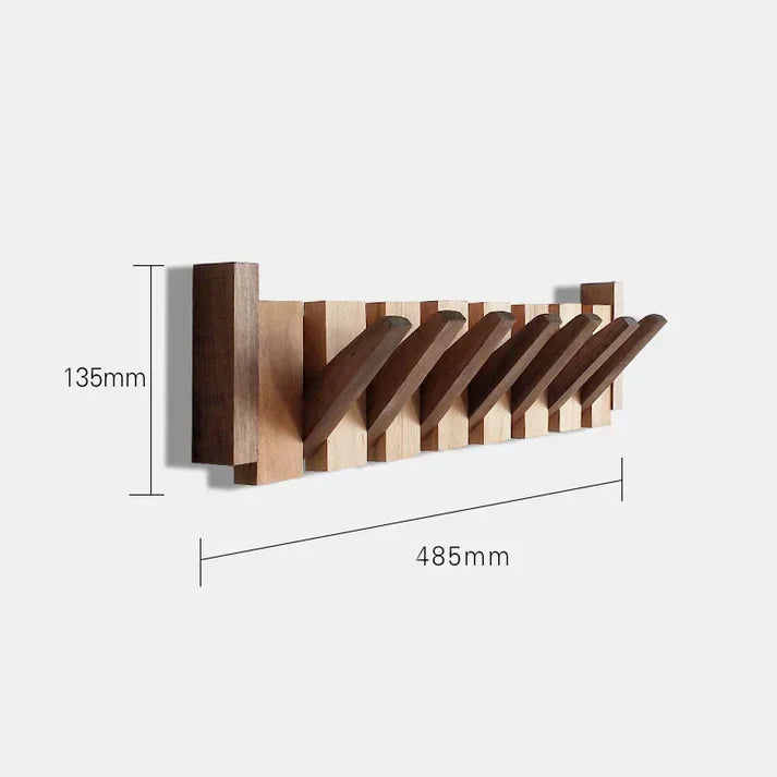 Elegant Wooden Coat Rack | Dual Tone Maple & Walnut | 8 Hooks