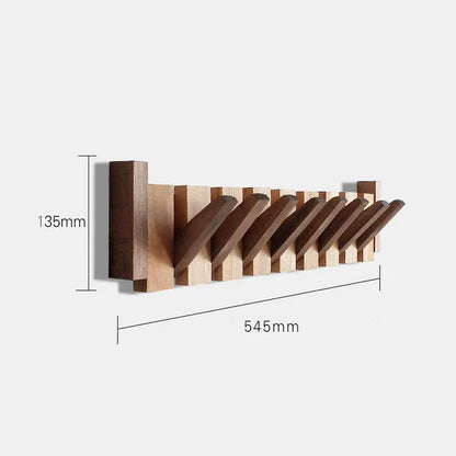 Elegant Wooden Coat Rack | Dual Tone Maple & Walnut | 8 Hooks