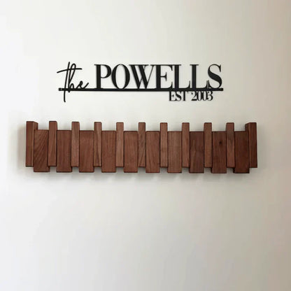 Elegant Wooden Coat Rack | Dual Tone Maple & Walnut | 8 Hooks