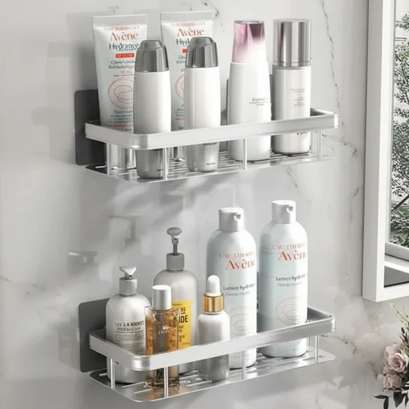Sleek Adhesive Shelf for Bathrooms | Drill-Free Convenience