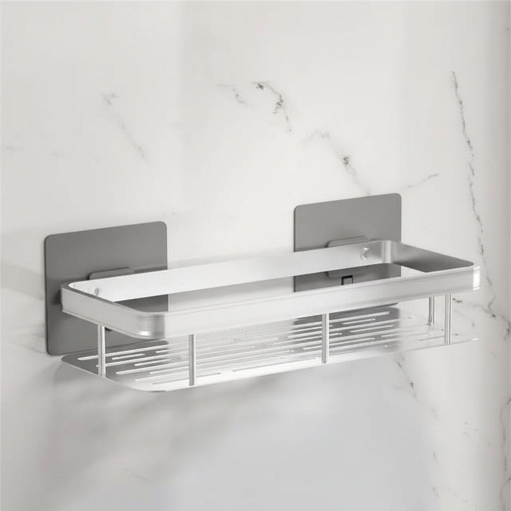 No-Drill Adhesive Wall Shelf | Stainless Steel & ABS for Kitchen and Bath