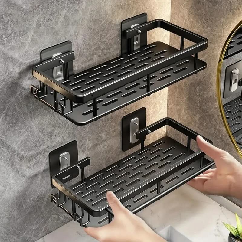 No-Drill Adhesive Wall Shelf | Stainless Steel & ABS for Kitchen and Bath