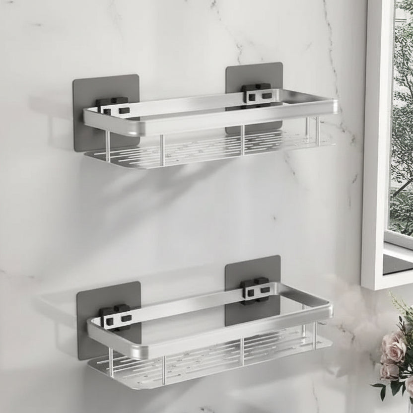 No-Drill Adhesive Wall Shelf | Stainless Steel & ABS for Kitchen and Bath
