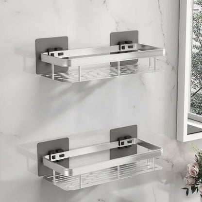 No-Drill Adhesive Wall Shelf | Stainless Steel & ABS for Kitchen and Bath