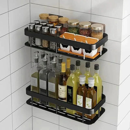 No-Drill Adhesive Wall Shelf | Stainless Steel & ABS for Kitchen and Bath