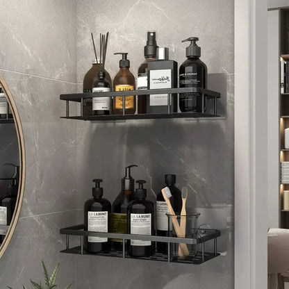 No-Drill Adhesive Wall Shelf | Stainless Steel & ABS for Kitchen and Bath