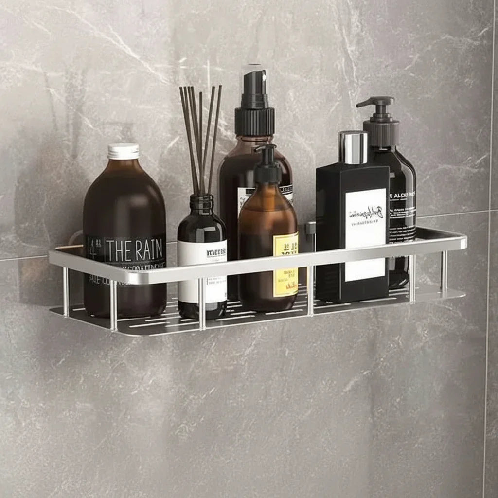 Sleek Adhesive Shelf for Bathrooms | Drill-Free Convenience