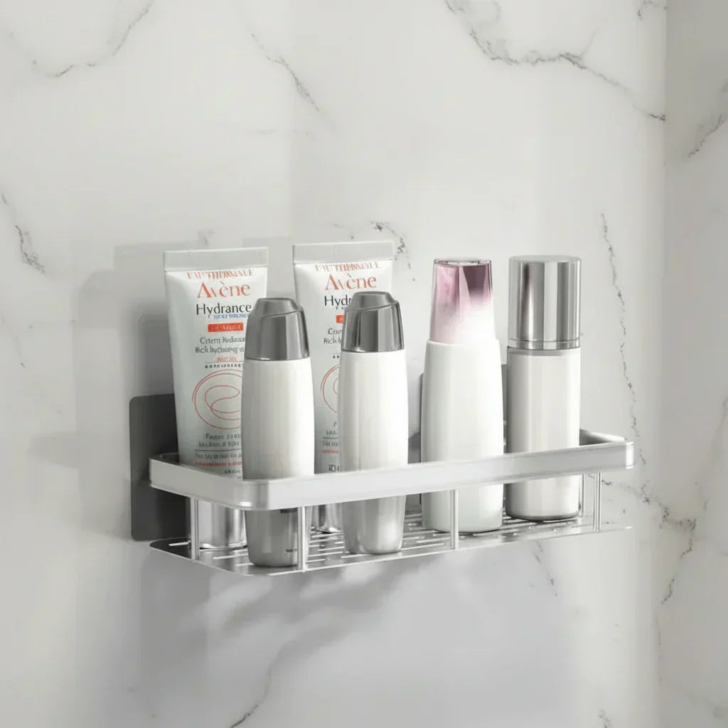 No-Drill Adhesive Wall Shelf | Stainless Steel & ABS for Kitchen and Bath