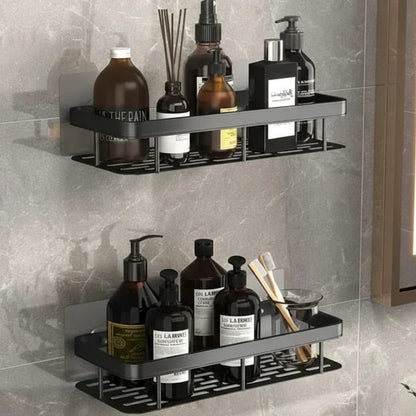 No-Drill Adhesive Wall Shelf | Stainless Steel & ABS for Kitchen and Bath