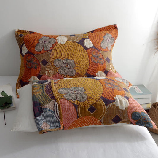 Colorful Cotton Hand Towel Set of 2 with Persimmon Design
