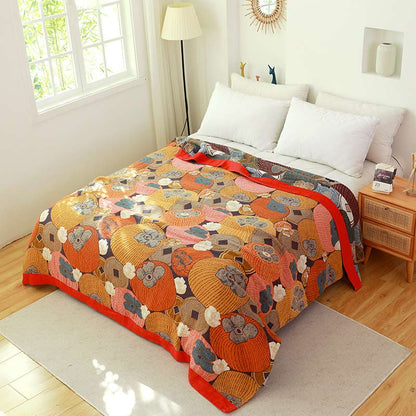 Colorful Cotton Blanket with Reversible Mesh Design